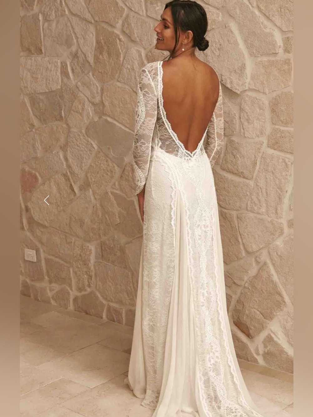 Grace Loves Lace “Inca” Ivory Sheer-Lace Long Sleeve Bridal Dress